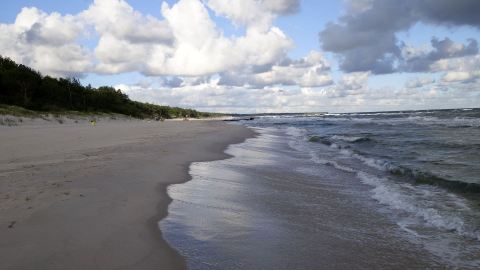 Bernstein suchen auf dem Weststrand von Kołobrzeg